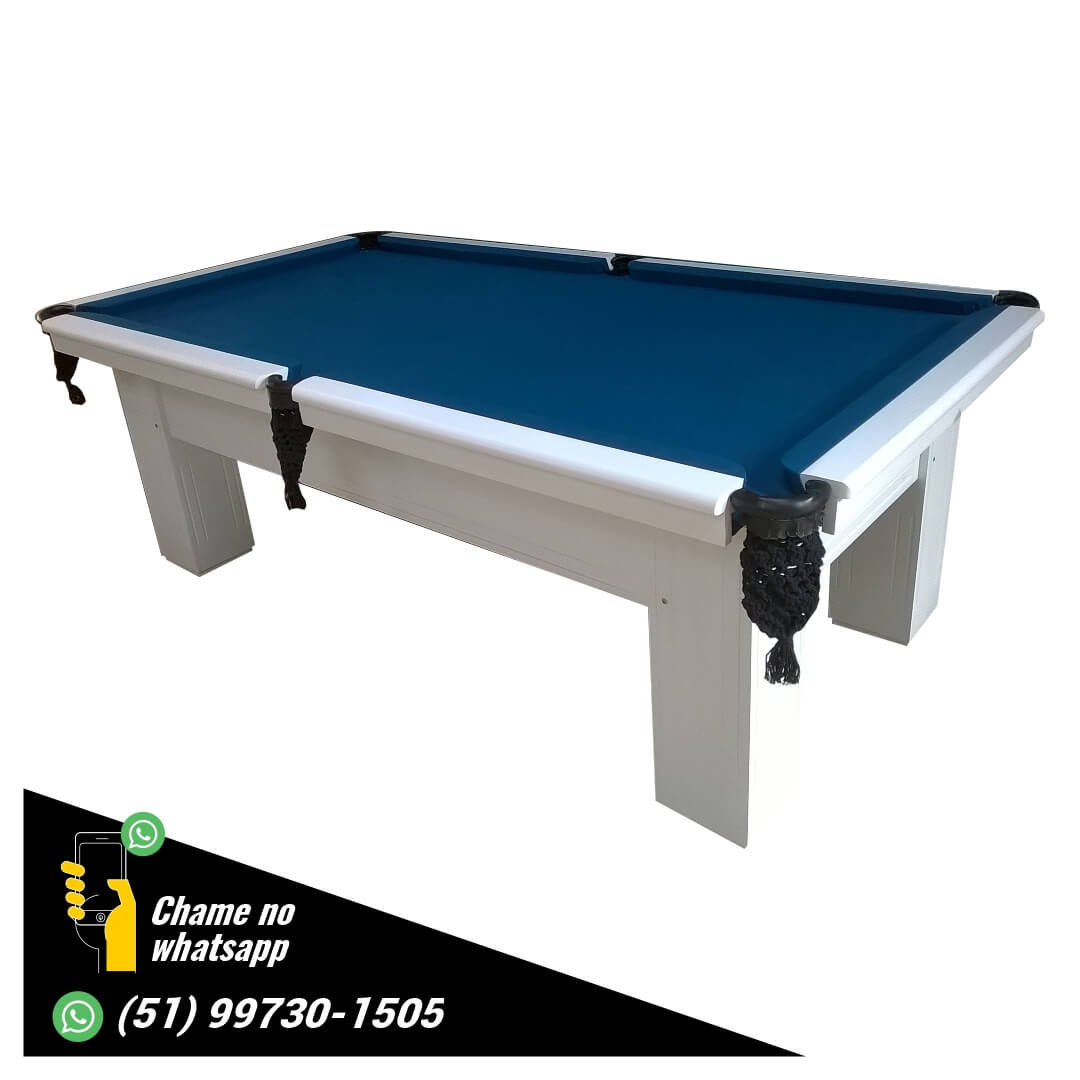 Mesa de Snooker Semi Oficial Branca com Pano Azul